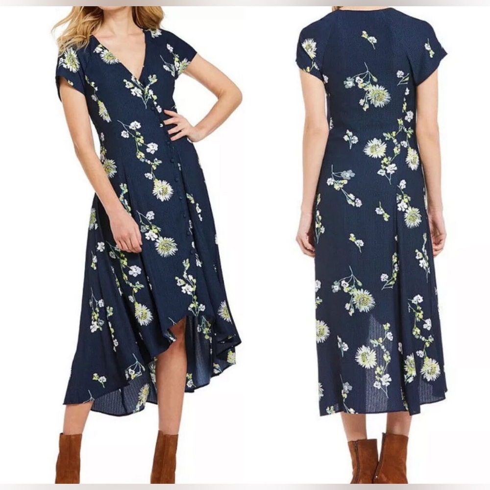 Free People Lost In You Navy Floral Midi Dress - Large